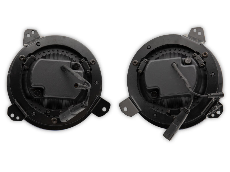 Raxiom 18-22 Jeep Wrangler JL/JT Axial 9-Inch LED Headlights w/RGB Halo- Black Housing (Clear Lens)