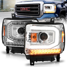 Load image into Gallery viewer, ANZO 2014-2015 GMC Sierra 1500 Projector Headlights w/ Light Bar Chrome Housing (Halogen Type)