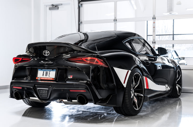 AWE Tuning 2020 Toyota Supra A90 Resonated Touring Edition Exhaust - 5in Chrome Silver Tips
