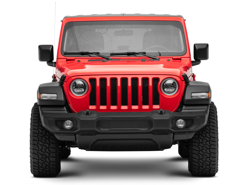 Raxiom 18-22 Jeep Wrangler JL/JT Axial 9-Inch LED Headlights w/RGB Halo- Black Housing (Clear Lens)