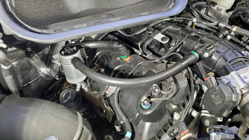 J&L 15-25 Ford Transit 150/250/350 3.5L EcoBoost Passenger Side Oil Separator 3.0 - Clear Anodized