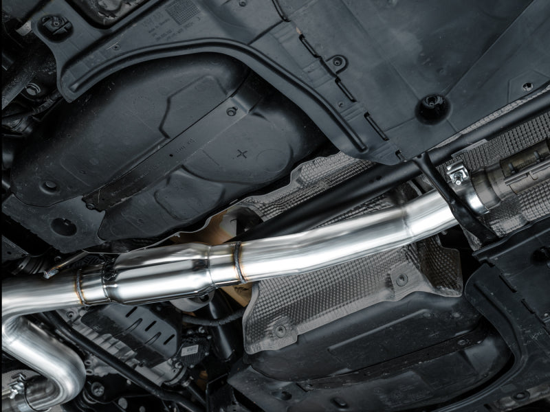 AWE Tuning MK8 Volkswagen Golf R 3in Track Edition Quad Exhaust - Chrome Silver Tips