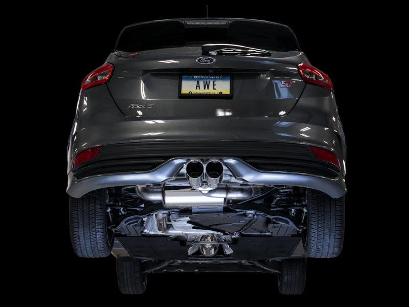 AWE Tuning Ford Focus ST Touring Edition Cat-Back Exhaust - Resonated - Chrome Silver Tips