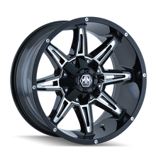 Load image into Gallery viewer, Mayhem 8090 Rampage 18x9 / 8x165.1 BP / -12mm Offset / 130.8mm Hub Gloss Black Milled Wheel
