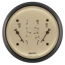 Load image into Gallery viewer, AutoMeter Gauge Dual Fuel &amp; Oilp 3-3/8in. 0 Ohm(e) to 90 Ohm(f)&amp; 100PSI Elec Antique Beige