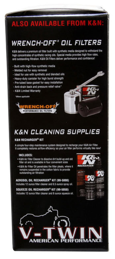 K&N Replacement Air Filter 7.125in L x 5.688in W x 1.625in H for Harley-Davidson