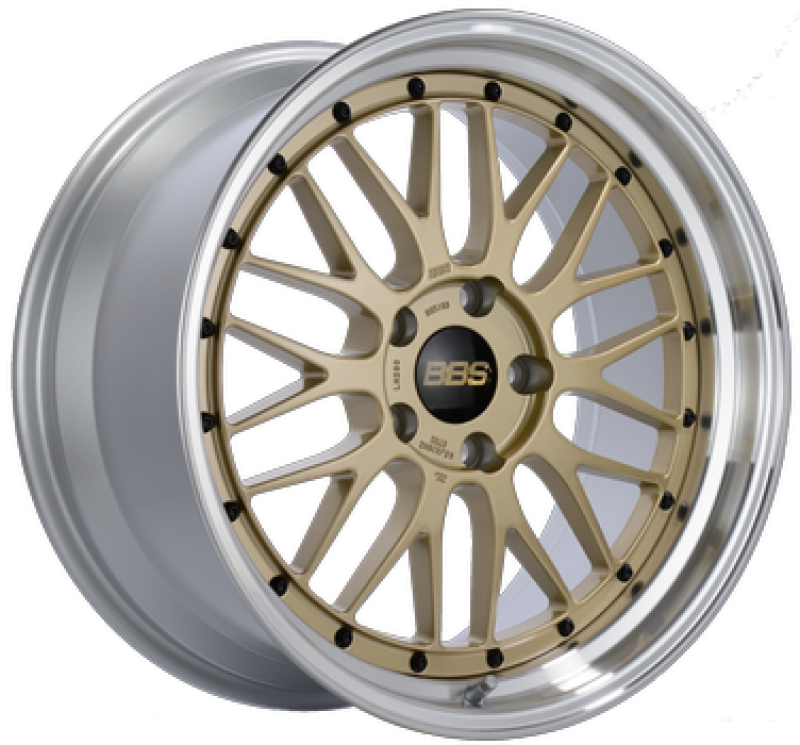 BBS LM 19x10 5x114.3 ET40 PFS Gold Center Diamond Cut Lip Wheel - 82mm PFS/Clip Required