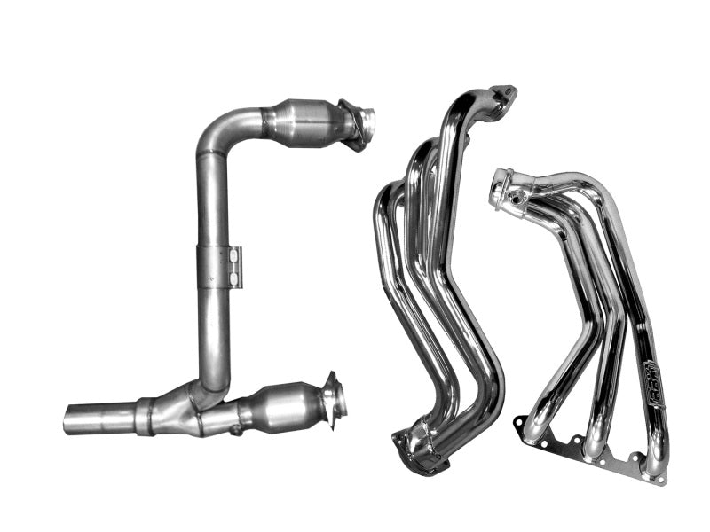 BBK 07-11 Jeep 3.8 V6 Long Tube Exhaust Headers And Y Pipe And Converters - 1-5/8 Ti Ceramic