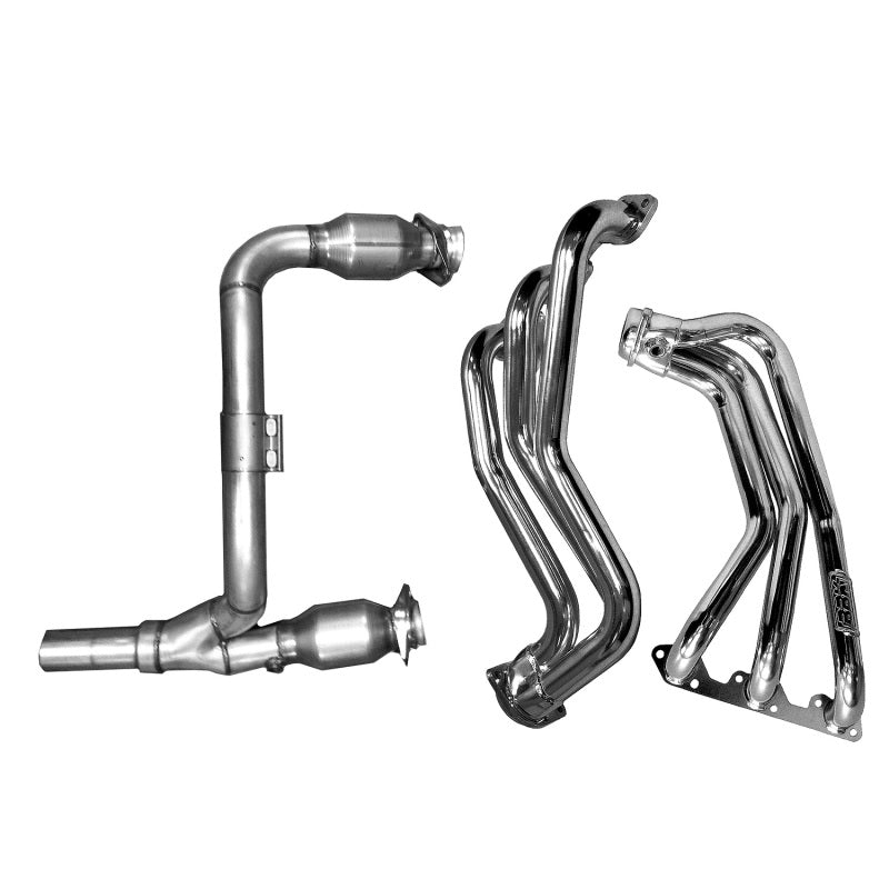 BBK 07-11 Jeep 3.8 V6 Long Tube Exhaust Headers And Y Pipe And Converters - 1-5/8 Ti Ceramic
