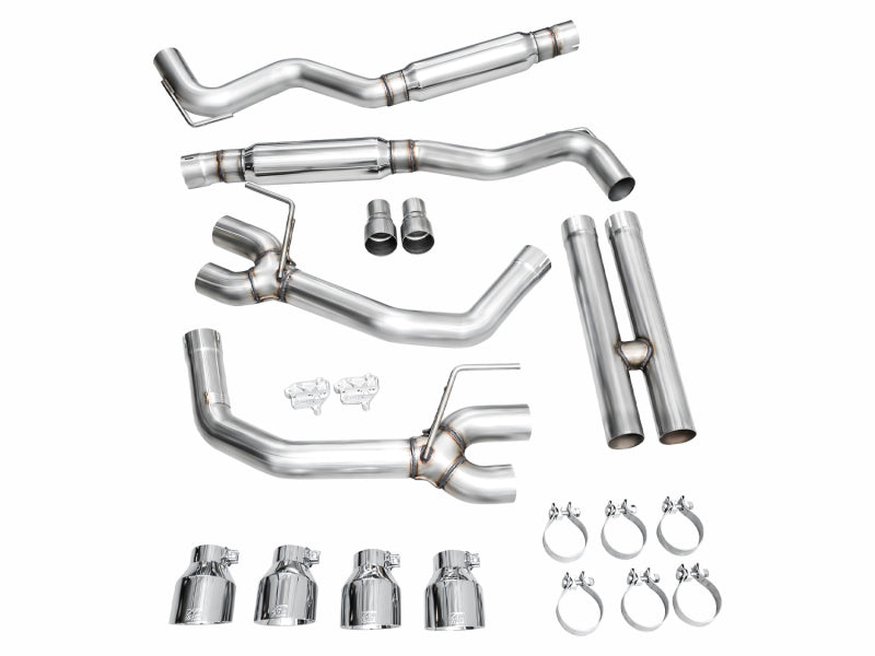 AWE 2024 Ford Mustang GT Fastback S650 RWD Track Edition Cat-Back Exhaust w/ Quad Chrome Silver Tips