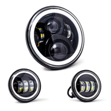 Load image into Gallery viewer, Letric Lighting 7? Full-Halo Black LED Headlight with (2) 4.5? Full-Halo Black Passing Lamps