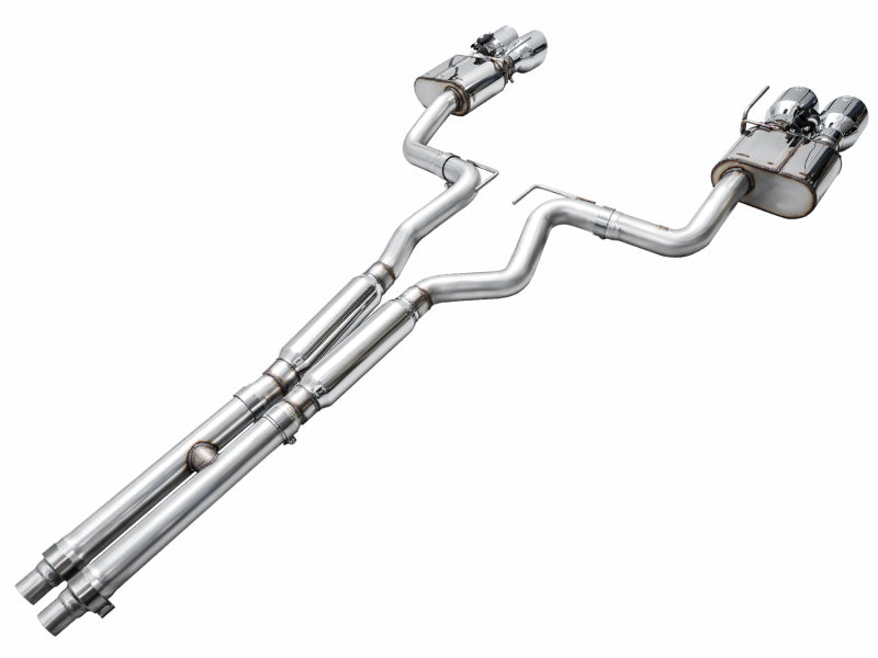 AWE 2024 Ford Mustang Dark Horse S650 RWD SwitchPath Cat-Back Exhaust w/ Quad Chrome Silver Tips