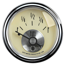 Load image into Gallery viewer, AutoMeter Gauge Fuel Level 2-1/16in. 240 Ohm(e) to 33 Ohm(f) Elec Prestige Antique. Ivory