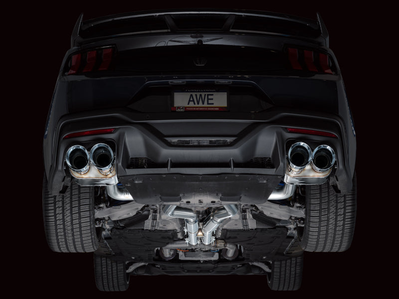 AWE 2024 Ford Mustang Dark Horse S650 RWD SwitchPath Cat-Back Exhaust w/ Quad Chrome Silver Tips