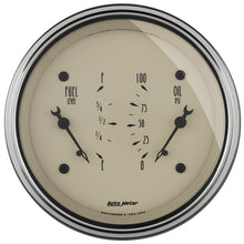 Load image into Gallery viewer, AutoMeter Gauge Dual Fuel &amp; Oilp 3-3/8in. 0 Ohm(e) to 90 Ohm(f)&amp; 100PSI Elec Antique Beige