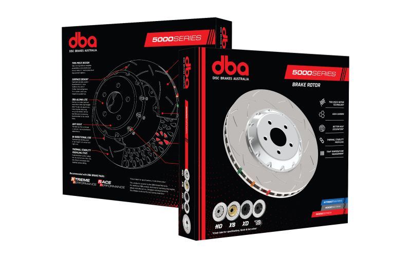 DBA 05 Pontiac GTO Front Drilled & Slotted 5000 Series Rotor Assembled w/ Gold Hat