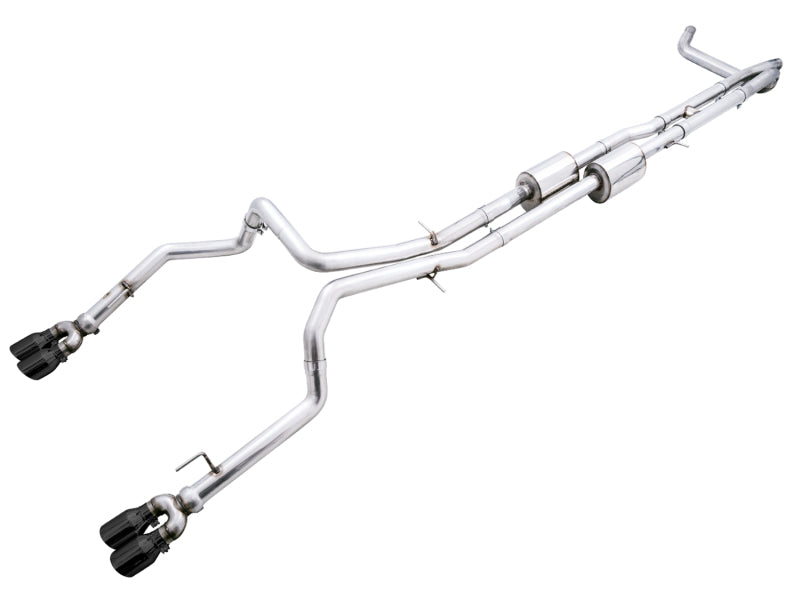 AWE Tuning 4th Gen GM 1500 6.2L 0FG Cat-Back Split Rear Exit (w/ Bumper Cutouts) - Quad Diamond Tips